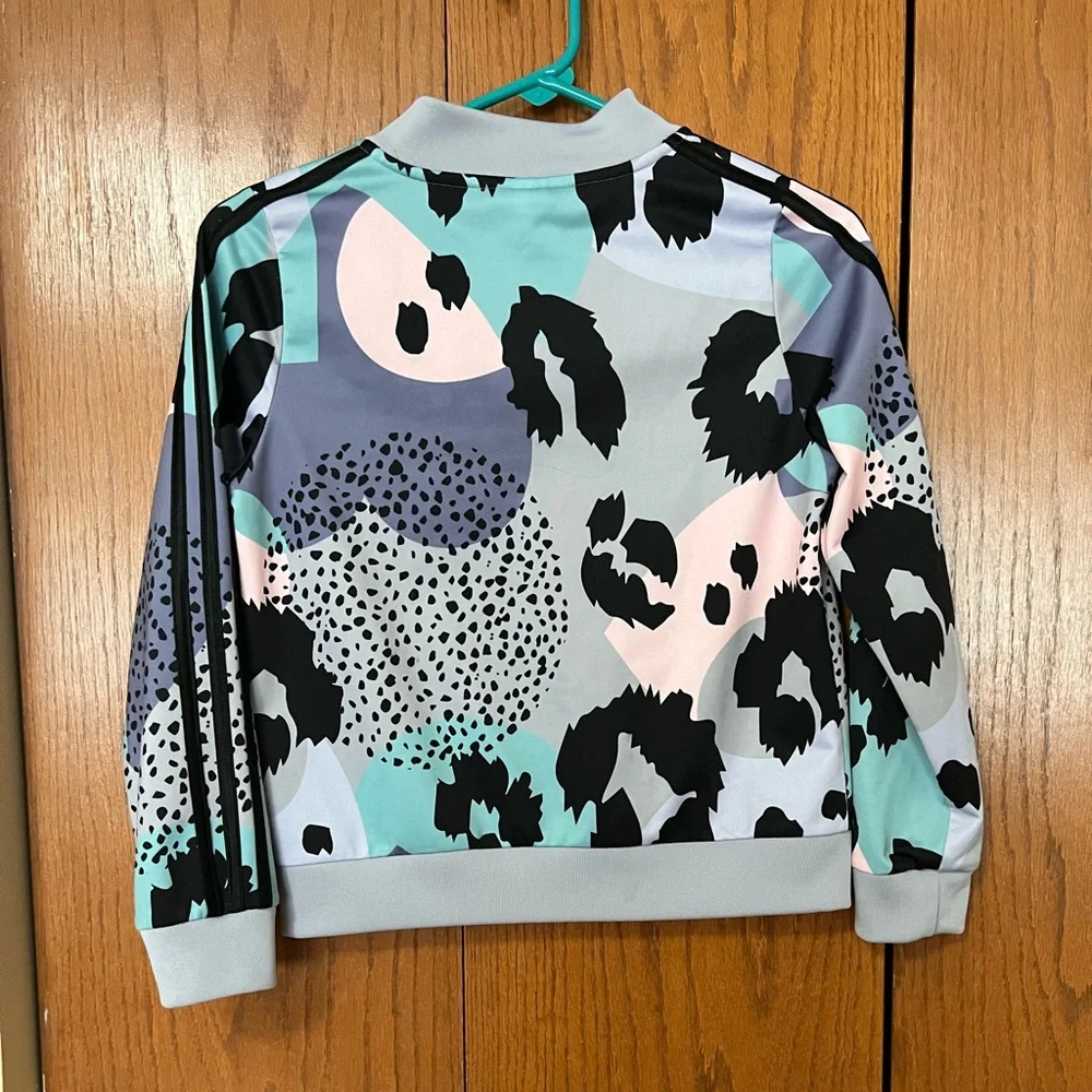 Girls Adidas Jacket black pink grey blue size L 14